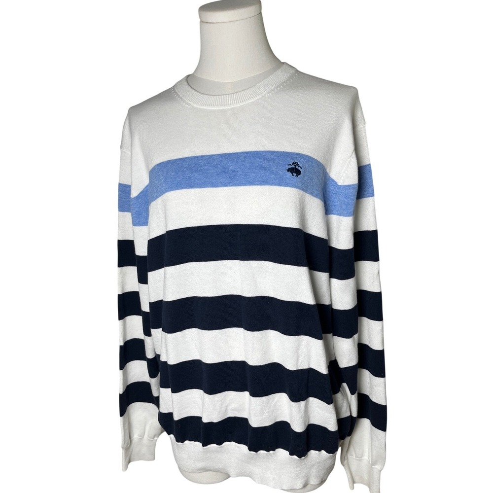 Preppy Striped Crewneck Sweater Cotton Brooks Brothers Mens‎ L